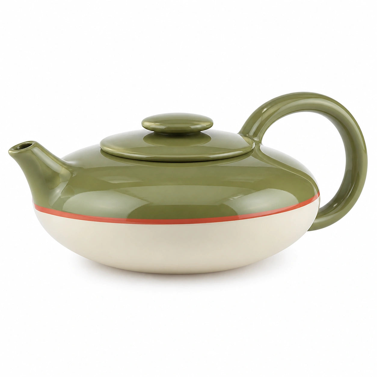 Elegante Teekanne in Olivgrün/Beige 800 ml