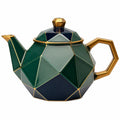 Keramik-Teekanne mit Geometrischem Design in Grün/Gold, 750ml