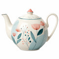 Teekanne mit Blumenmuster, Weiß/Blau/Rosa, 800 ml