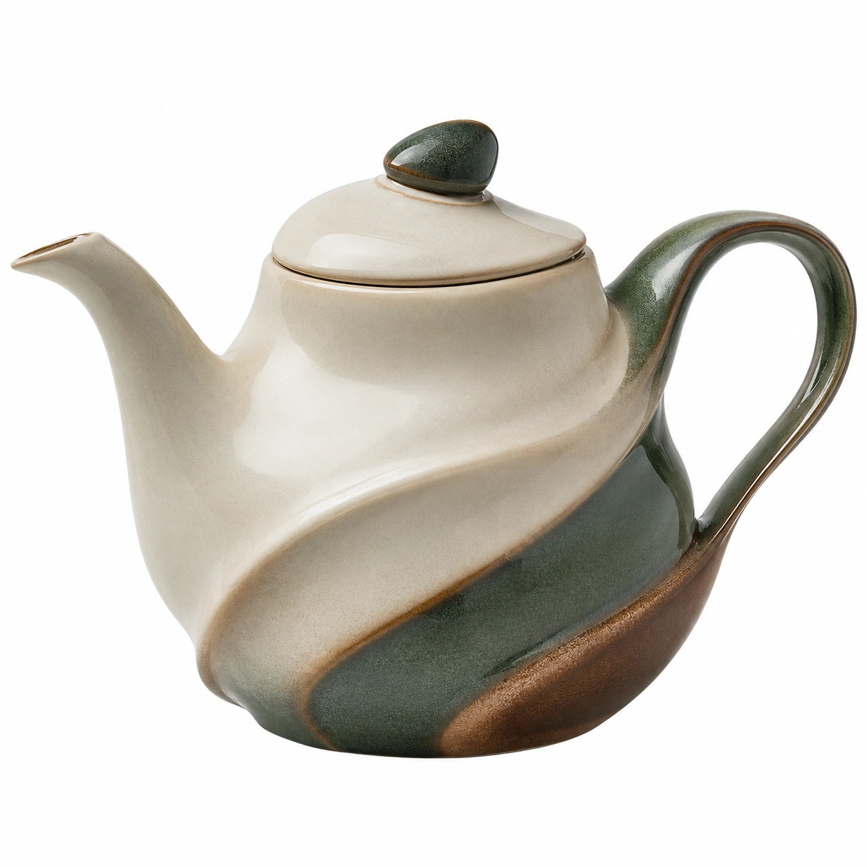 Elegante Keramik-Teekanne 1200ml Grün/Braun/Beige