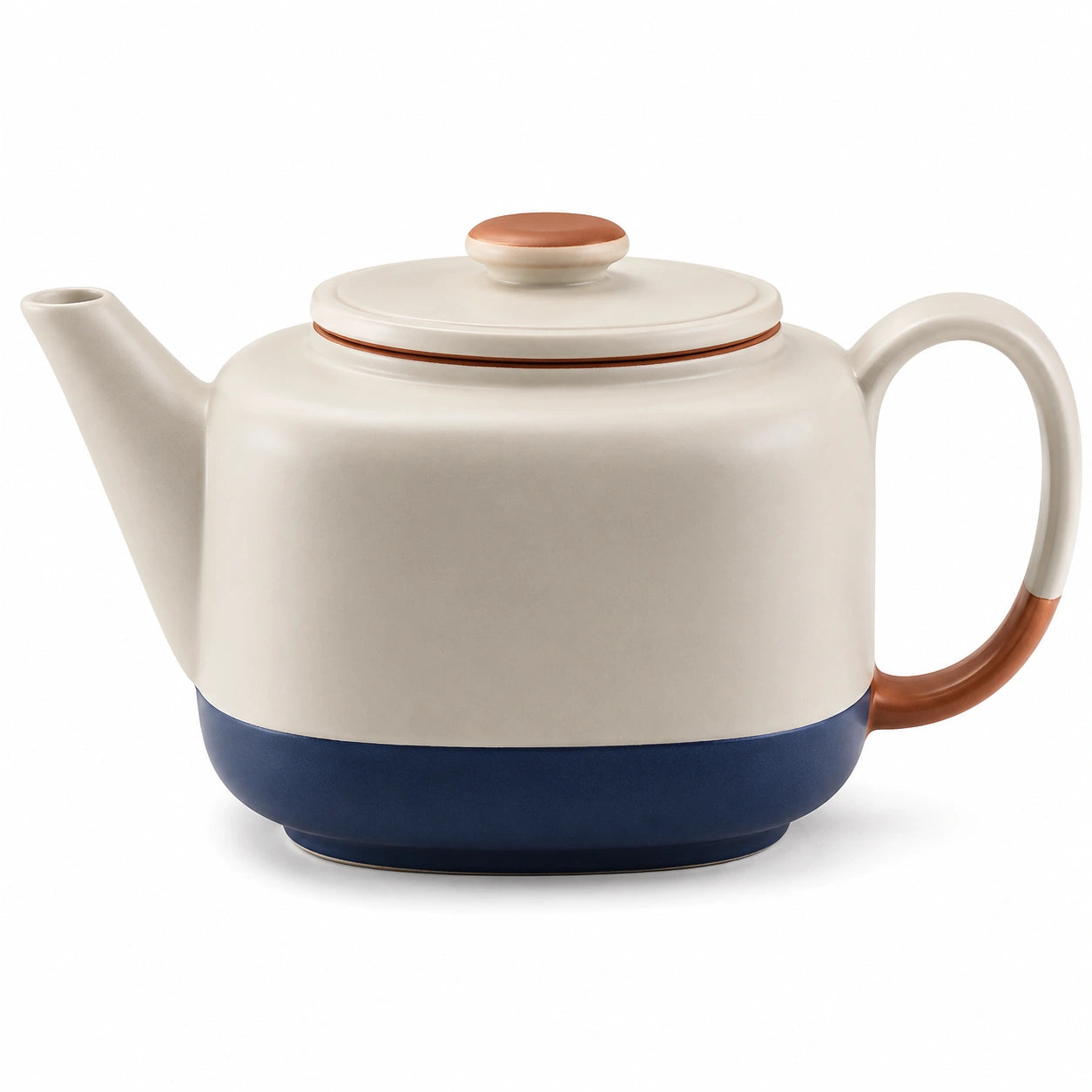 Teekanne mit abnehmbarem Deckel Creme und Blau 1000ml
