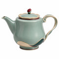 Elegante Teekanne 1L Grün mit Blumenknauf