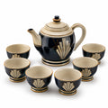 Art Deco Teeservice Set - Schwarz und Beige
