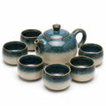 7-teiliges Keramik-Teeservice-Set in Blau und Beige