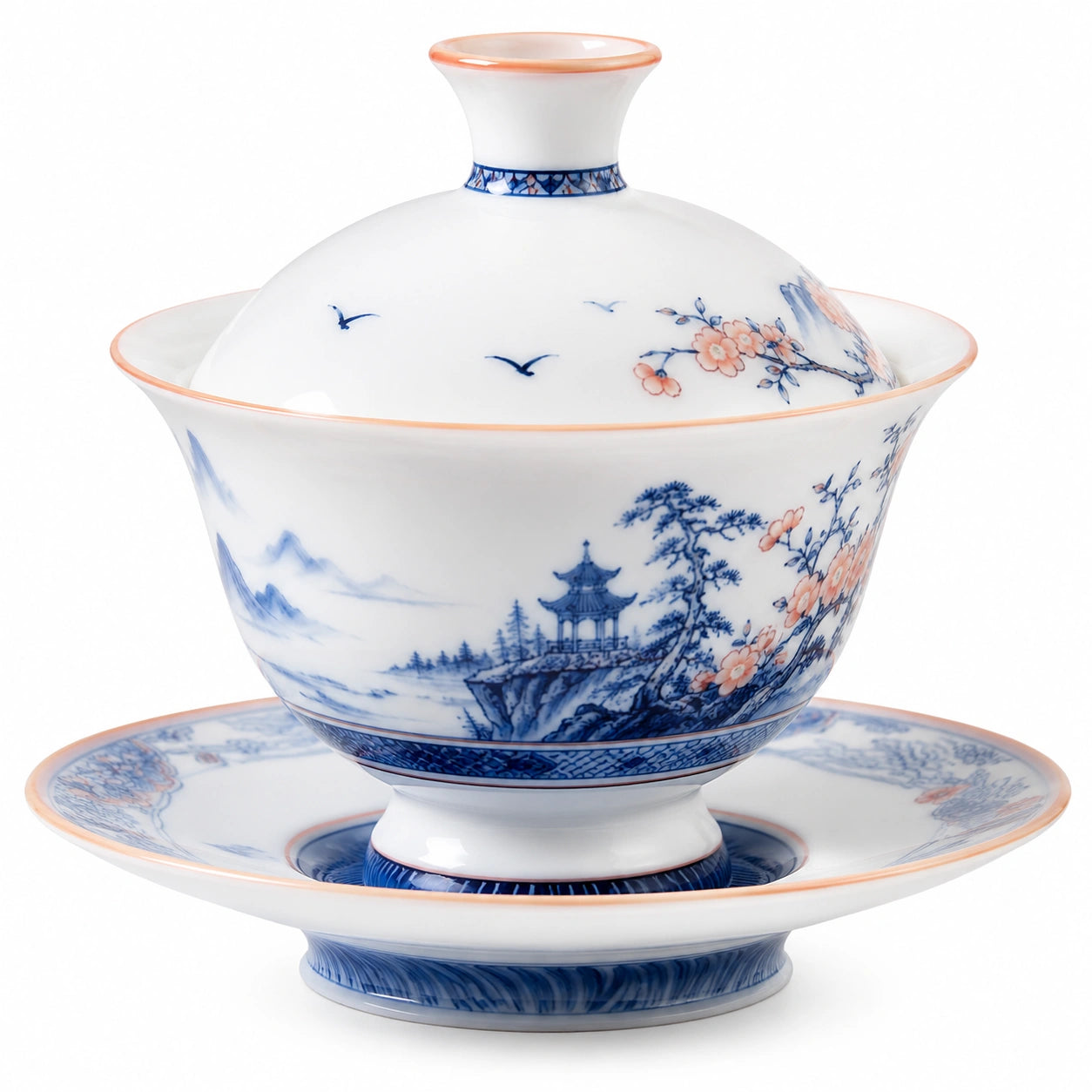 Traditionelles Gaiwan Teeservice Blau und Weiß 200ml