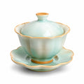 Teetasse Set mit Untertasse und Deckel, Handgemacht, Mintgrün
