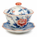 Porzellan Teeschale mit Deckel und Untertasse, Blumenmuster, 150ml