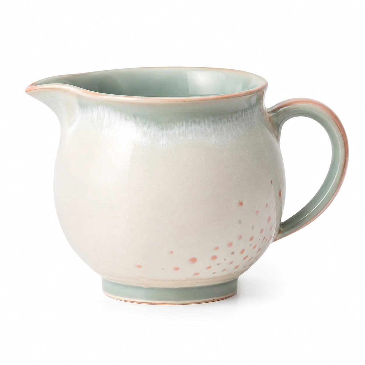 Keramikkanne mit Griff 750 ml Grün/Beige Gepunktet