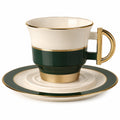 Porzellan Kaffeetasse mit Untertasse Grün/Gold