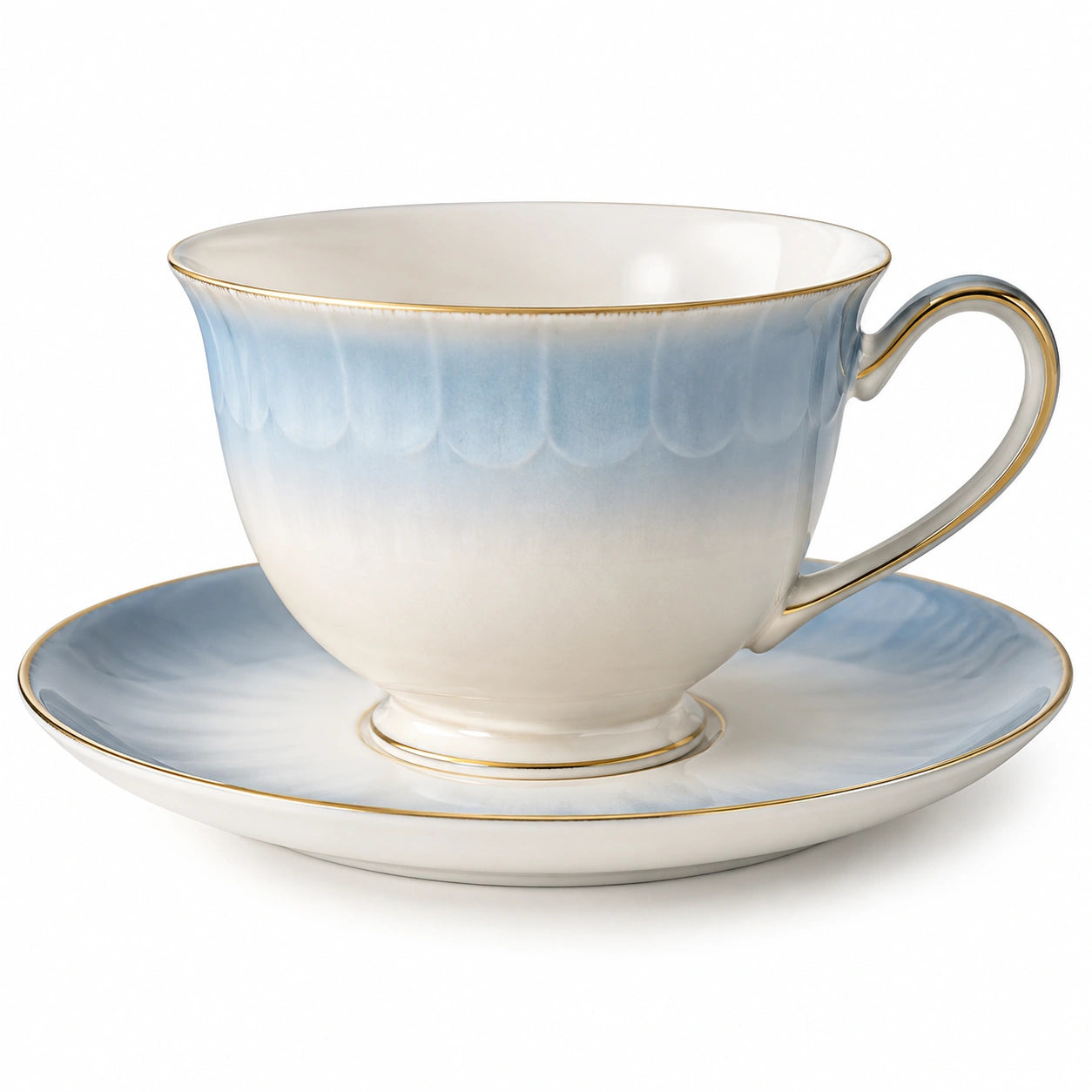 Blaue-Weiße Porzellantasse mit Untertasse, 250ml