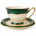 Elegantes Teetassen-Set Grün mit Goldrand