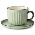 Große Keramiktasse mit Untertasse, Salbeigrün, 450ml