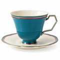 Porzellantasse mit Untertasse 250ml Blau/Weiß/Gold