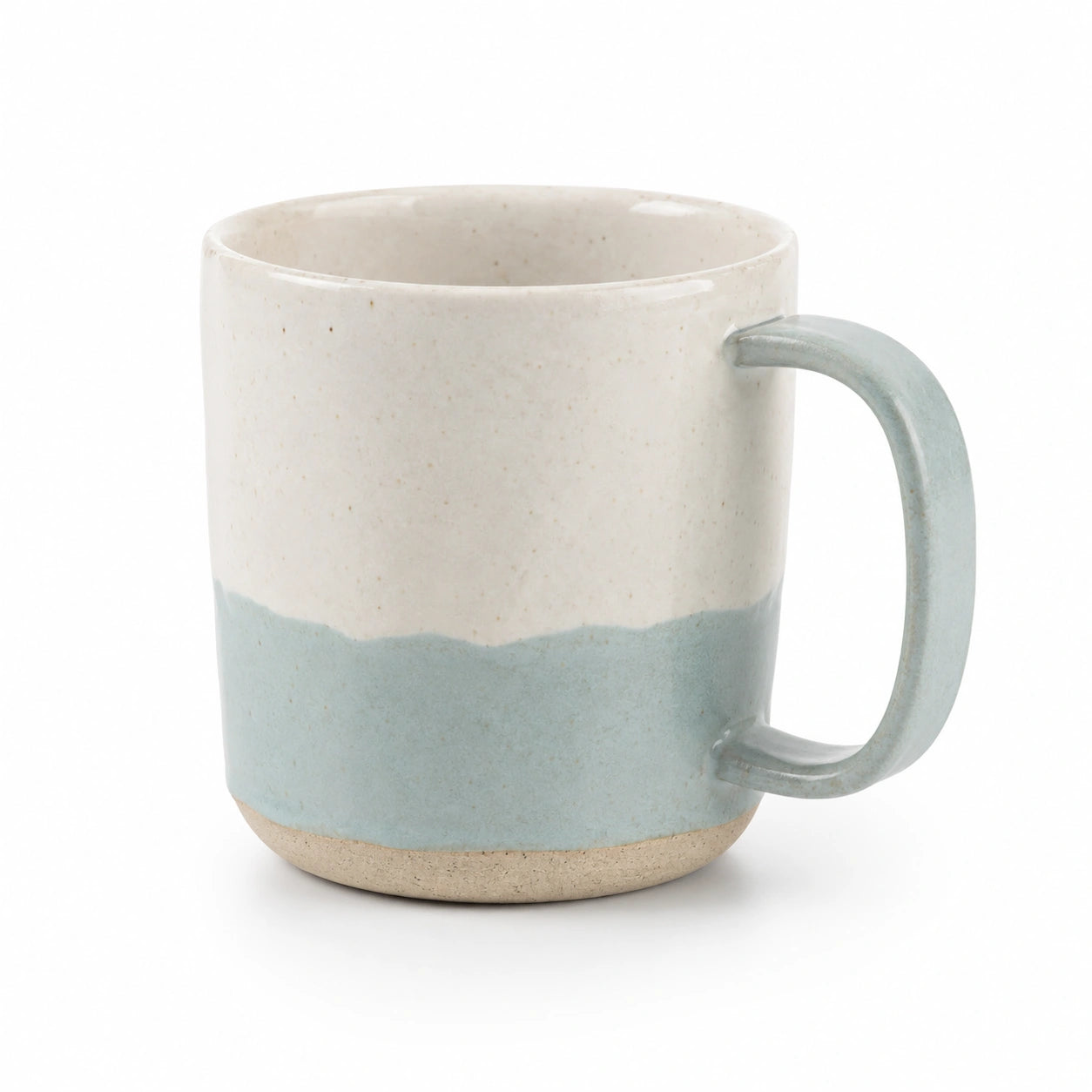 Handgefertigter Keramikbecher Hellblau/Weiß 300ml