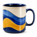 Keramiktasse mit Wellenmuster Blau Gelb, 350ml