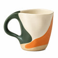Handgefertigte Keramiktasse 350ml Grün/Orange/Beige