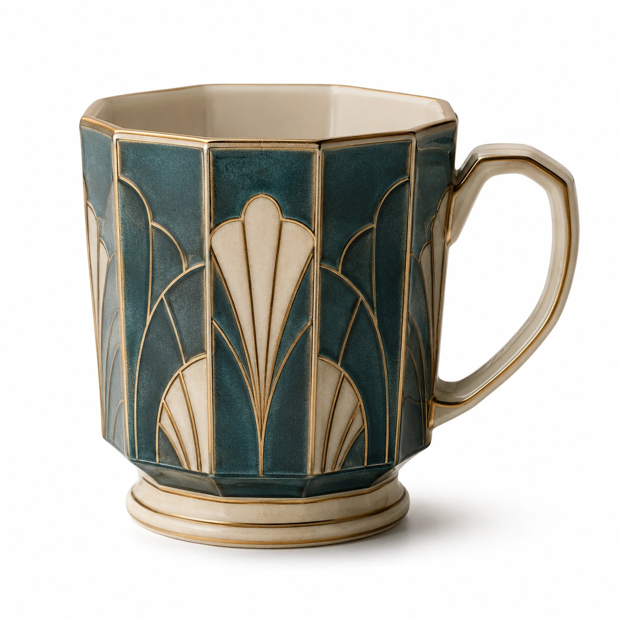 Art Deco Kaffeetasse Blau/Beige - 300ml