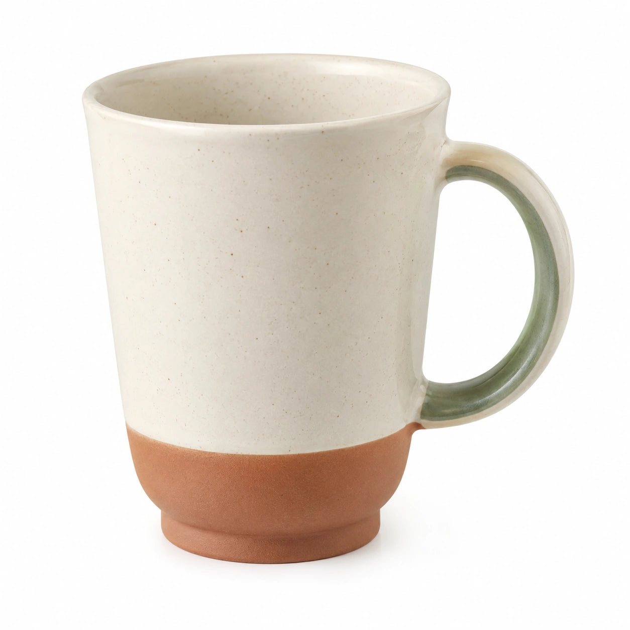 Beige/Grün Keramiktasse mit Henkel, 300 ml