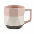 Keramiktasse, geometrisches Design, 300ml, rosa/beige/schwarz