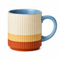 Geriffelter Keramikbecher 350ml Blau/Beige/Gelb/Rot